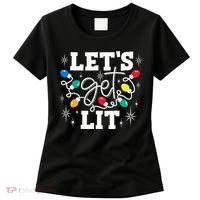 Let's Get Lit Drinking Santa Hat Christmas Lights Funny  Women's T-Shirt thumb 0