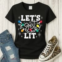 Let's Get Lit Drinking Santa Hat Christmas Lights Funny  Women's T-Shirt thumb 3