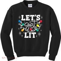 Let's Get Lit Drinking Santa Hat Christmas Lights Funny  Kids Sweatshirt thumb 0