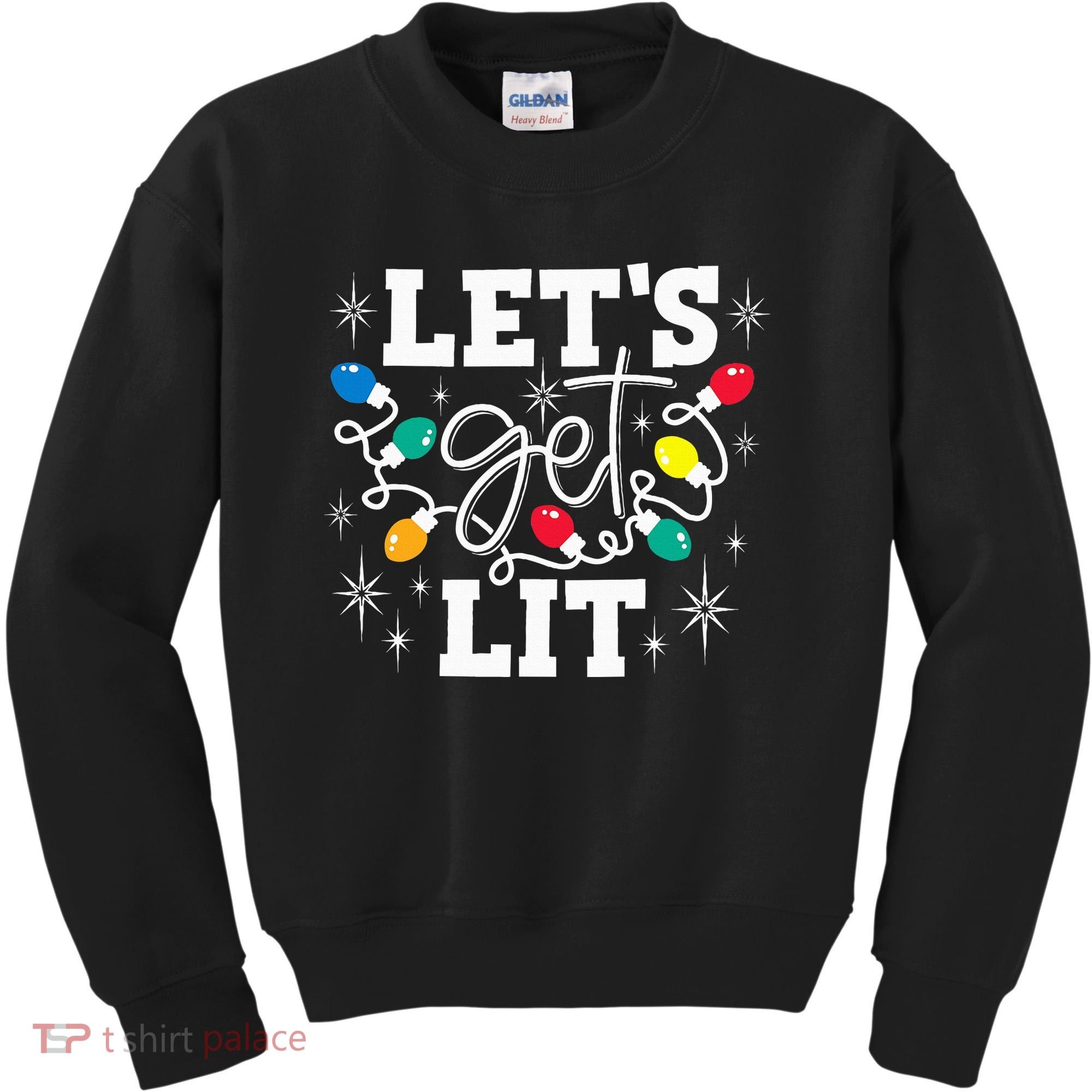 Let's Get Lit Drinking Santa Hat Christmas Lights Funny  Kids Sweatshirt