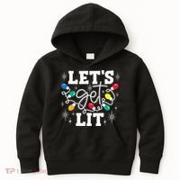 Let's Get Lit Drinking Santa Hat Christmas Lights Funny  Kids Hoodie thumb 0