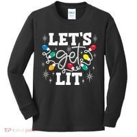 Let's Get Lit Drinking Santa Hat Christmas Lights Funny  Kids Long Sleeve Shirt thumb 0