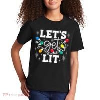 Let's Get Lit Drinking Santa Hat Christmas Lights Funny  Kids T-Shirt thumb 2