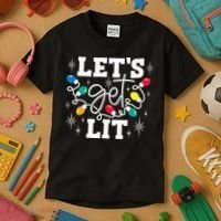 Let's Get Lit Drinking Santa Hat Christmas Lights Funny  Kids T-Shirt thumb 3