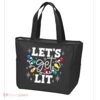 Let's Get Lit Drinking Santa Hat Christmas Lights Funny  Tote Bag thumb 3