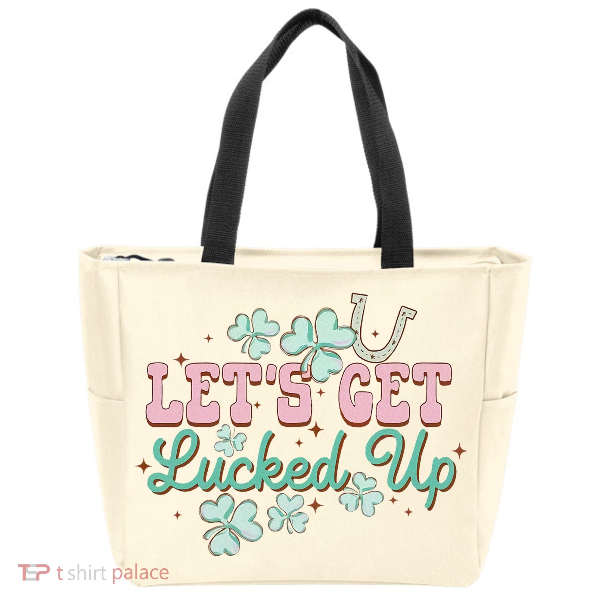 Lets Get Lucked Up St Patricks Shamrock Irish Lucky Vibes Tote Bag