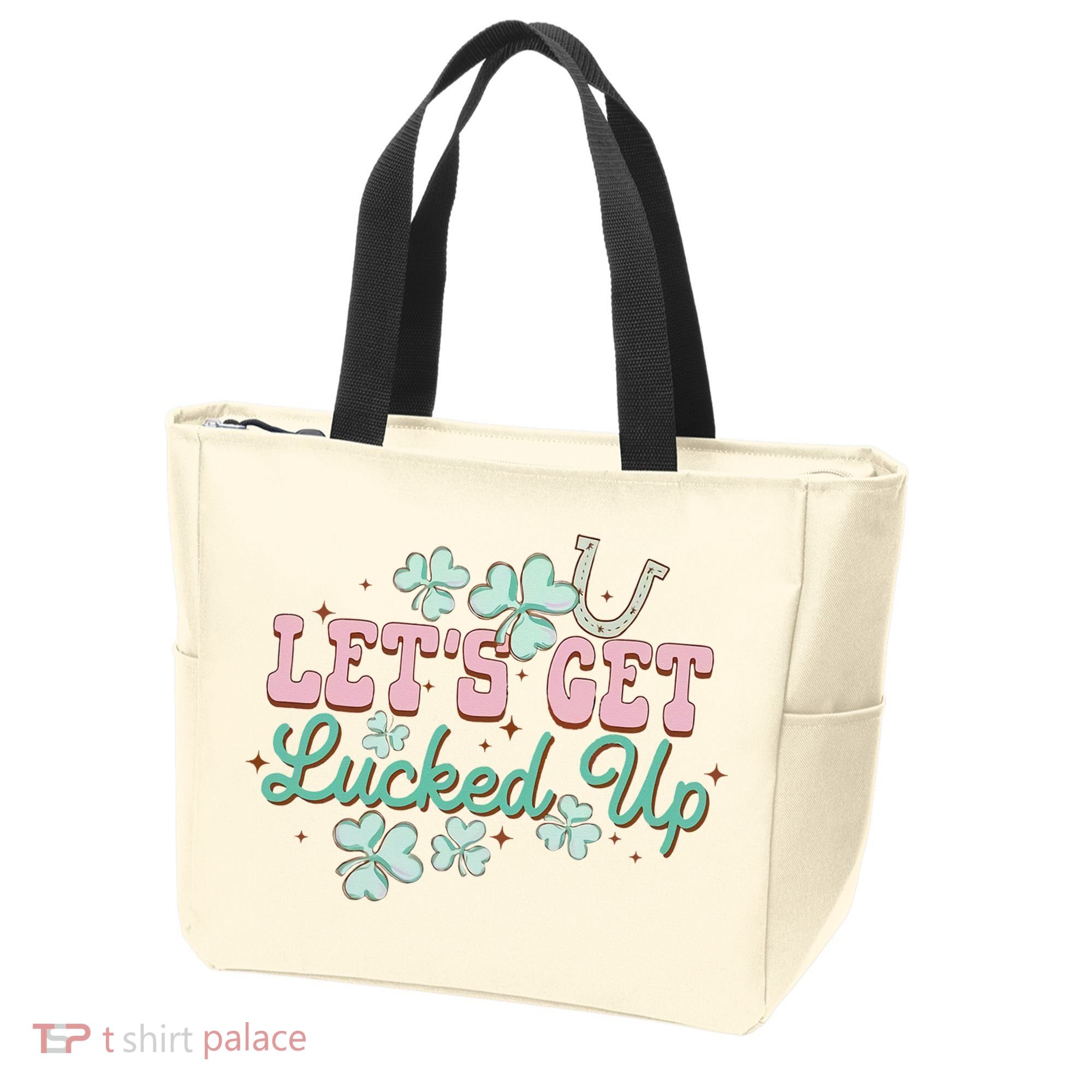 Lets Get Lucked Up St Patricks Shamrock Irish Lucky Vibes Tote Bag