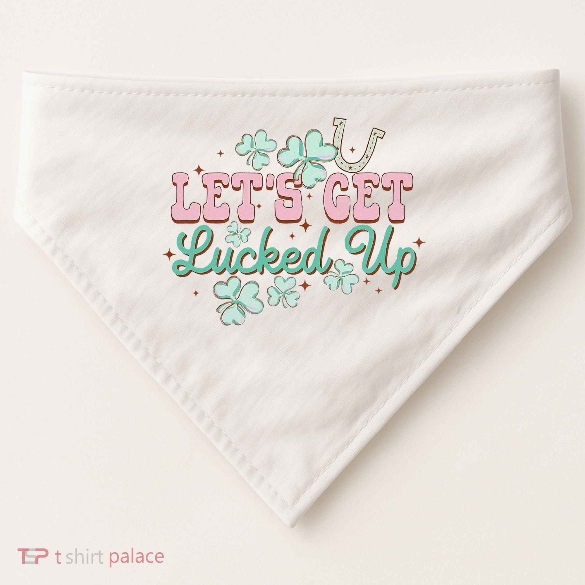 Lets Get Lucked Up St Patricks Shamrock Irish Lucky Vibes USA-Made Doggie Bandana