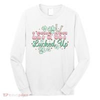 Lets Get Lucked Up St Patricks Shamrock Irish Lucky Vibes Long Sleeve Shirt thumb 0