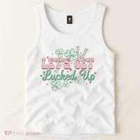 Lets Get Lucked Up St Patricks Shamrock Irish Lucky Vibes Tank Top thumb 2