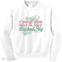 Lets Get Lucked Up St Patricks Shamrock Irish Lucky Vibes Kids Sweatshirt thumb 0