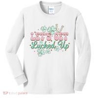 Lets Get Lucked Up St Patricks Shamrock Irish Lucky Vibes Kids Long Sleeve Shirt thumb 0
