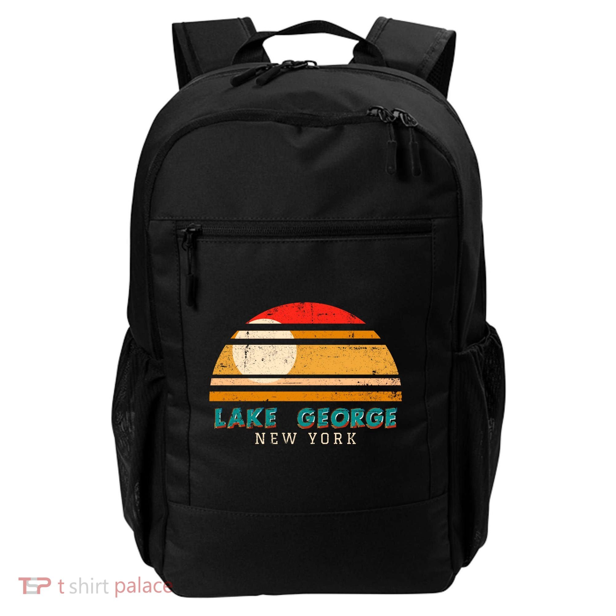 Lake George Ny Product Meaningful Gift Distressed Sunset Lake George Print Gift Backpack