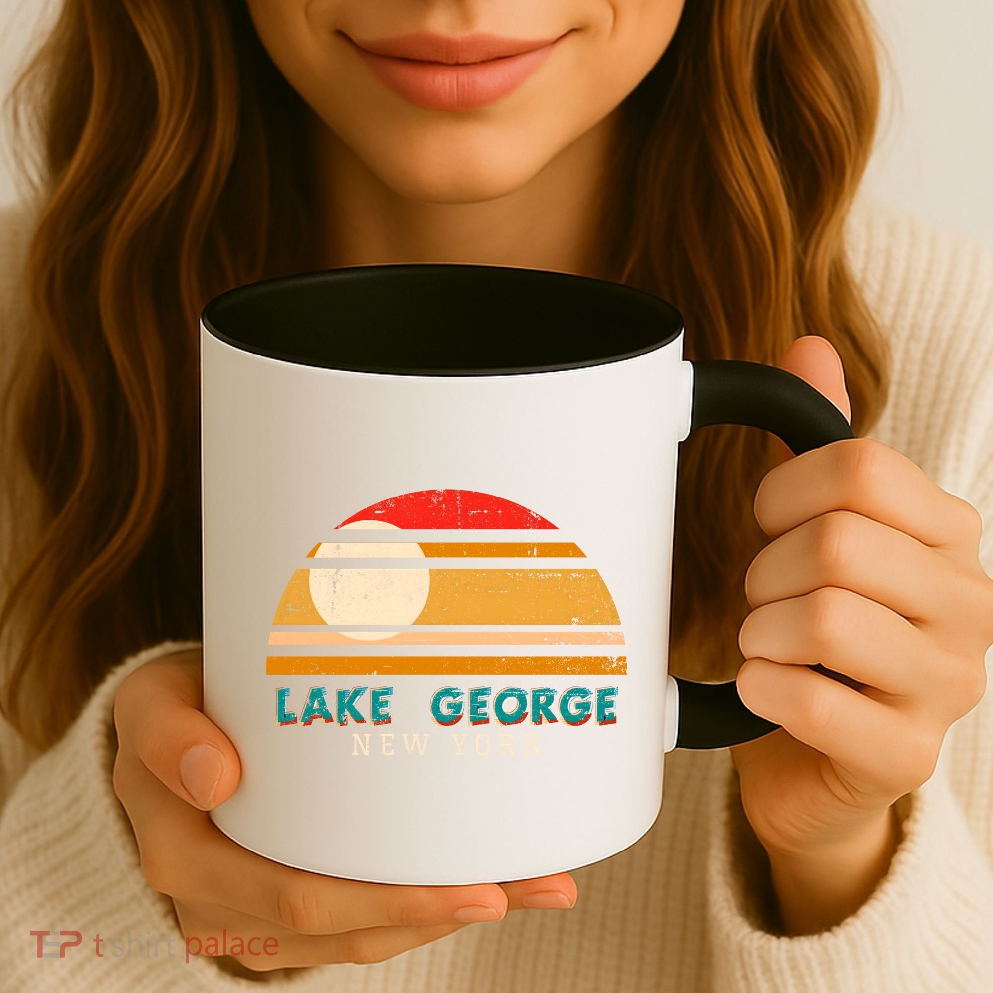 Lake George Ny Product Meaningful Gift Distressed Sunset Lake George Print Gift Coffee Mug