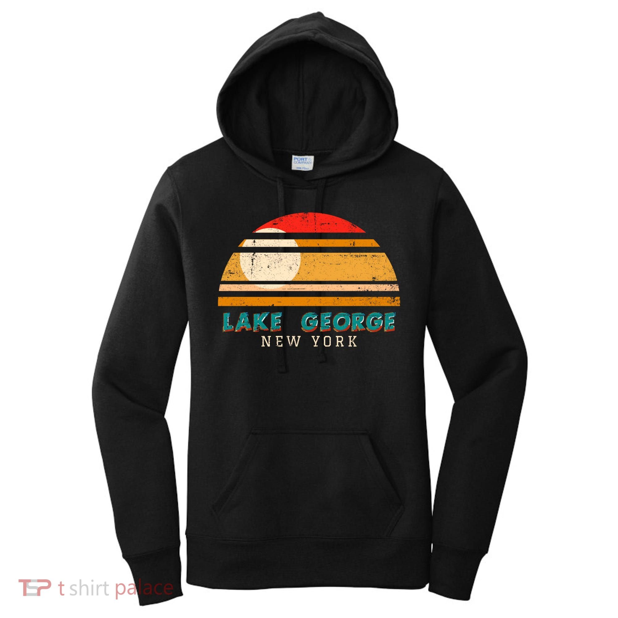 Lake George Ny Product Meaningful Gift Distressed Sunset Lake George Print Gift Women's Hoodie