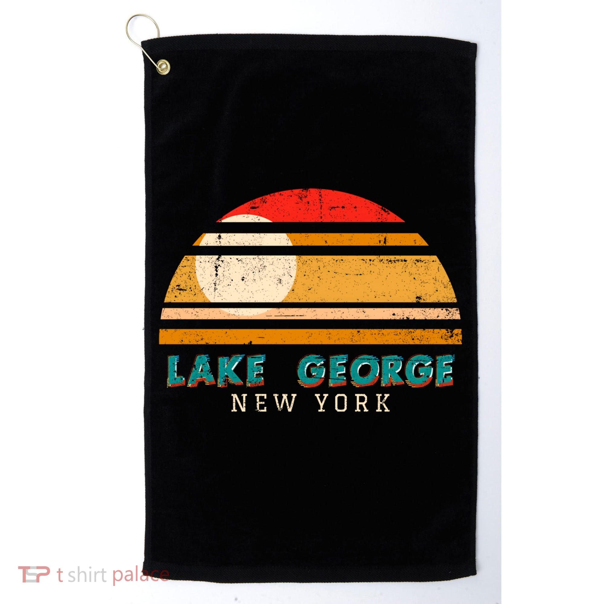 Lake George Ny Product Meaningful Gift Distressed Sunset Lake George Print Gift Golf Towel