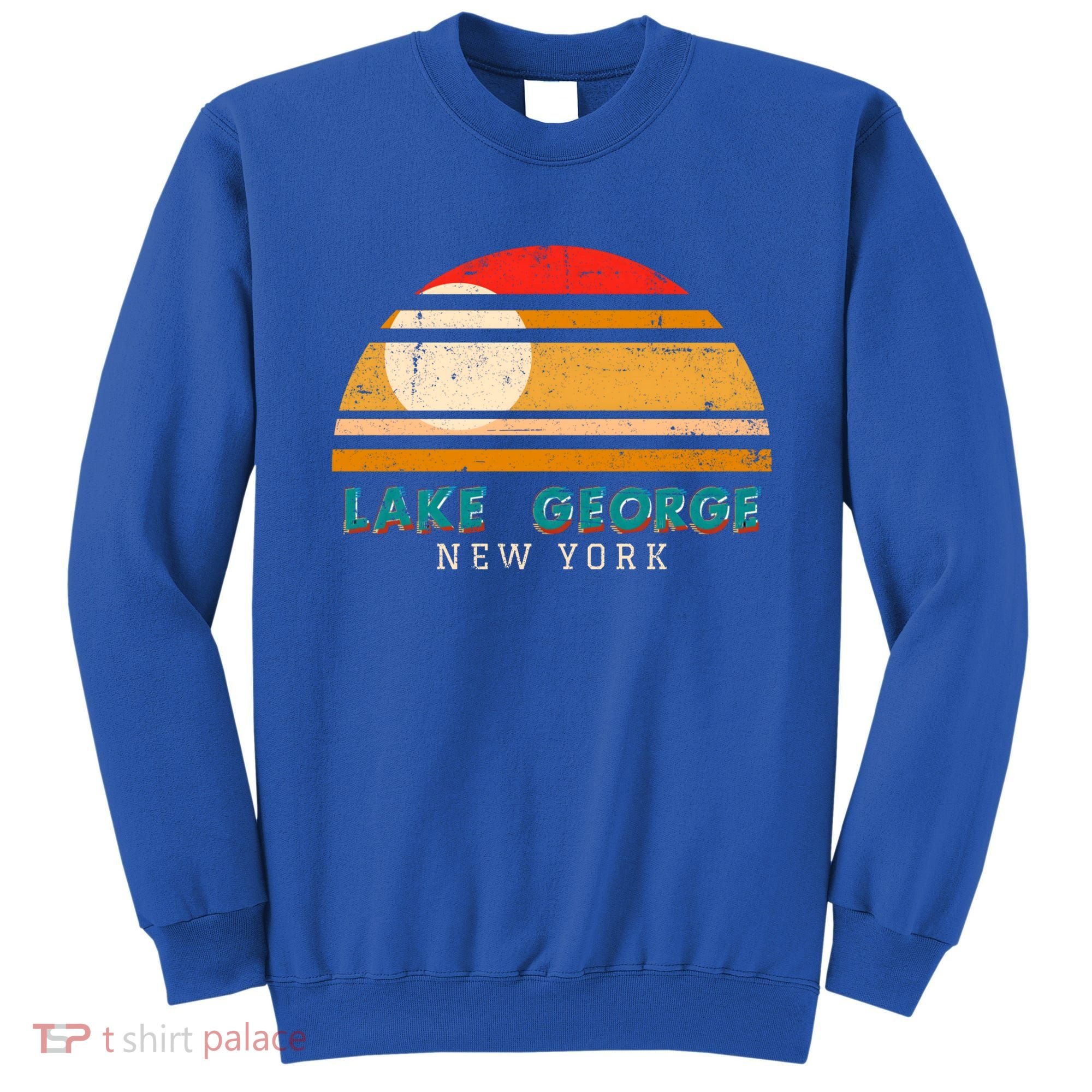 Lake George Ny Product Meaningful Gift Distressed Sunset Lake George Print Gift Sweatshirt