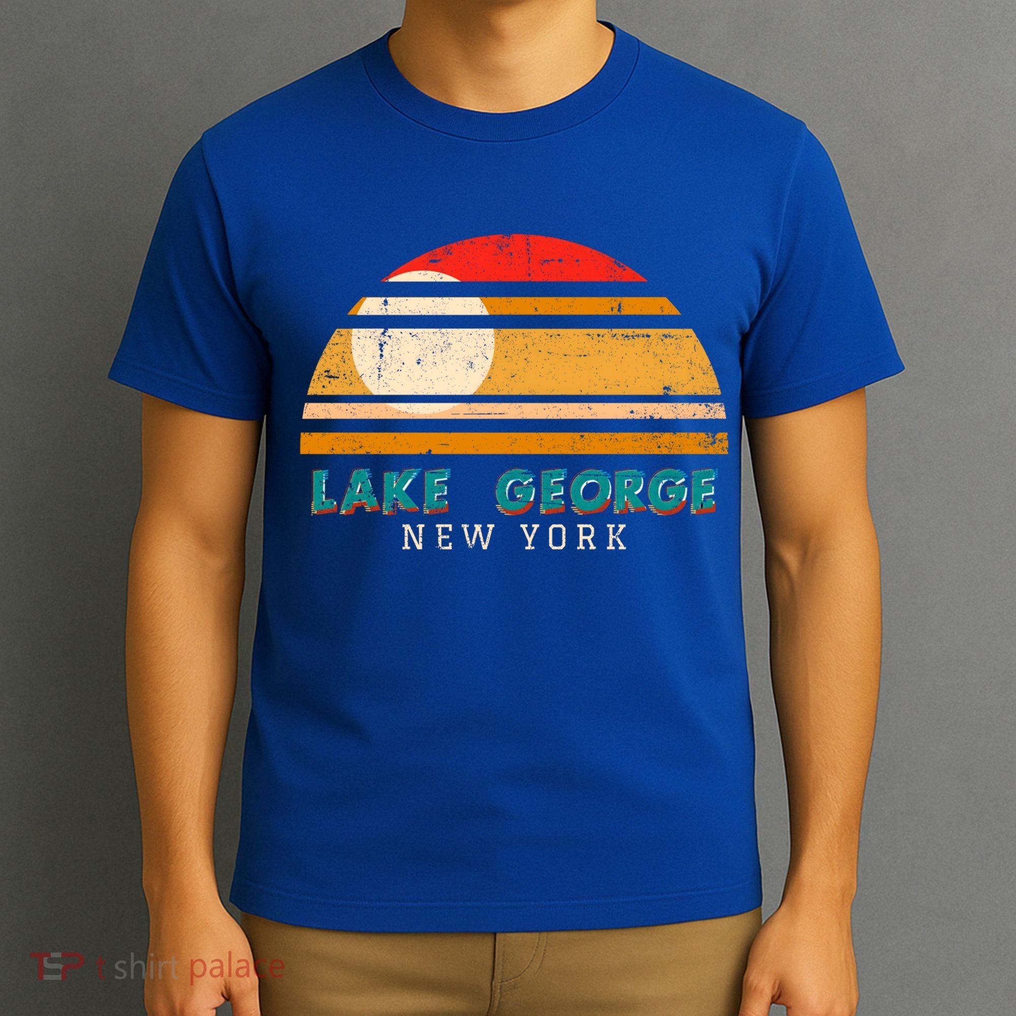 Lake George Ny Product Meaningful Gift Distressed Sunset Lake George Print Gift T-Shirt