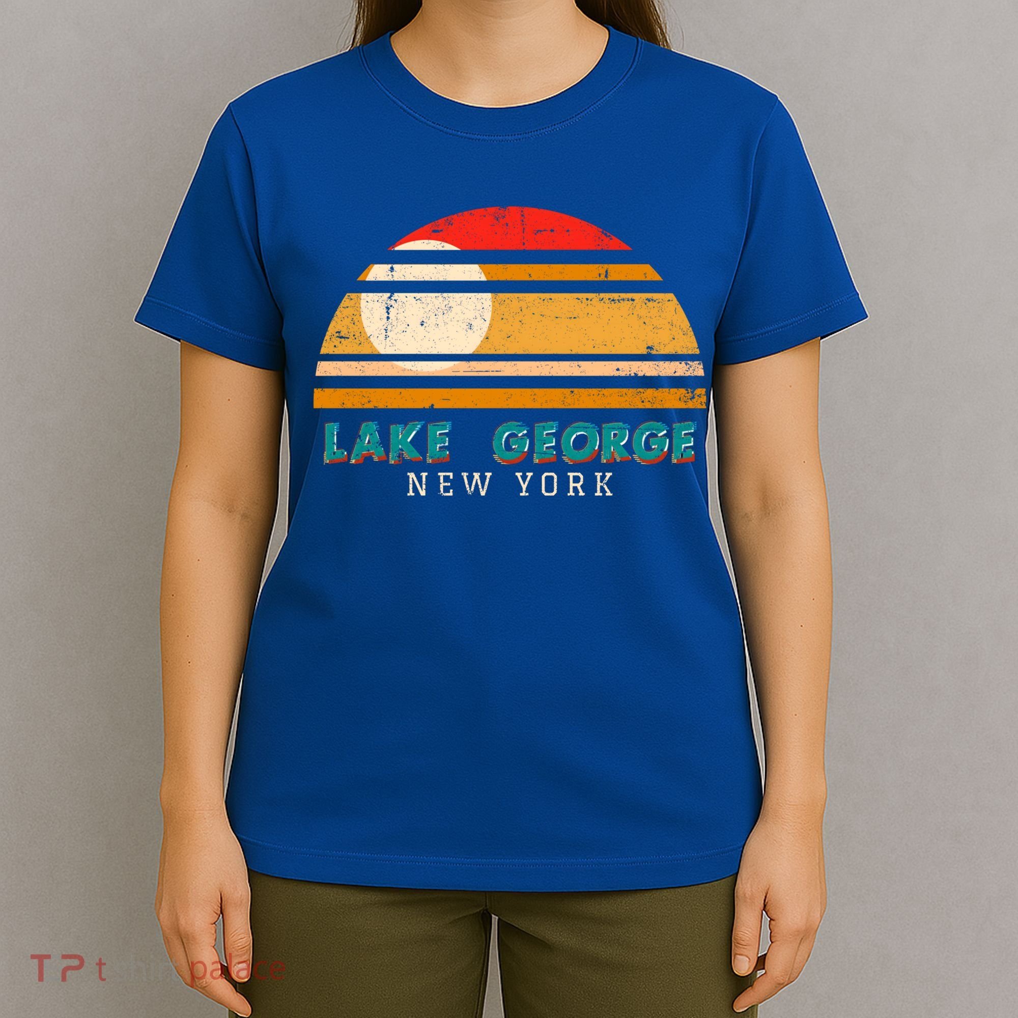 Lake George Ny Product Meaningful Gift Distressed Sunset Lake George Print Gift T-Shirt