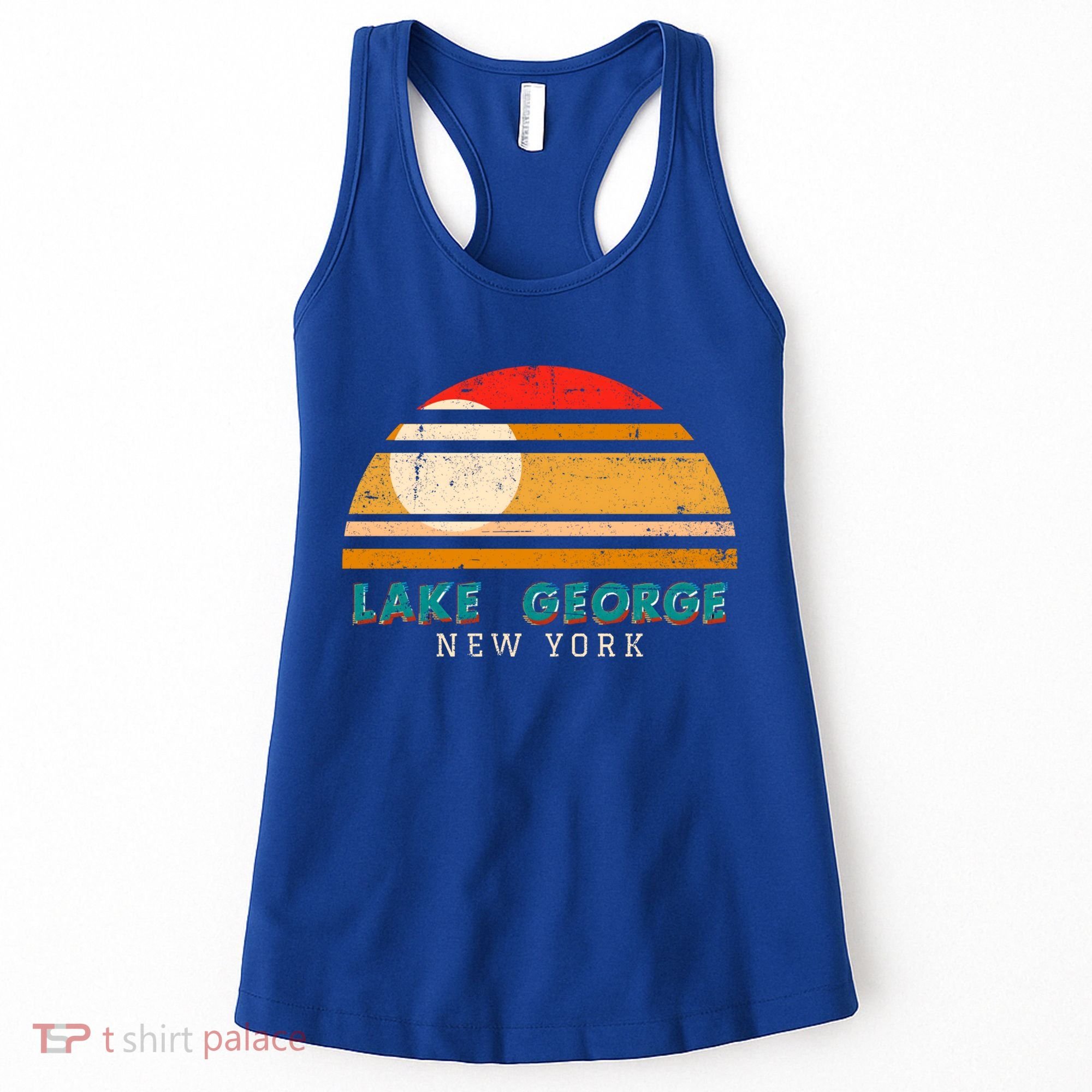 Lake George Ny Product Meaningful Gift Distressed Sunset Lake George Print Gift Women's Tank Top