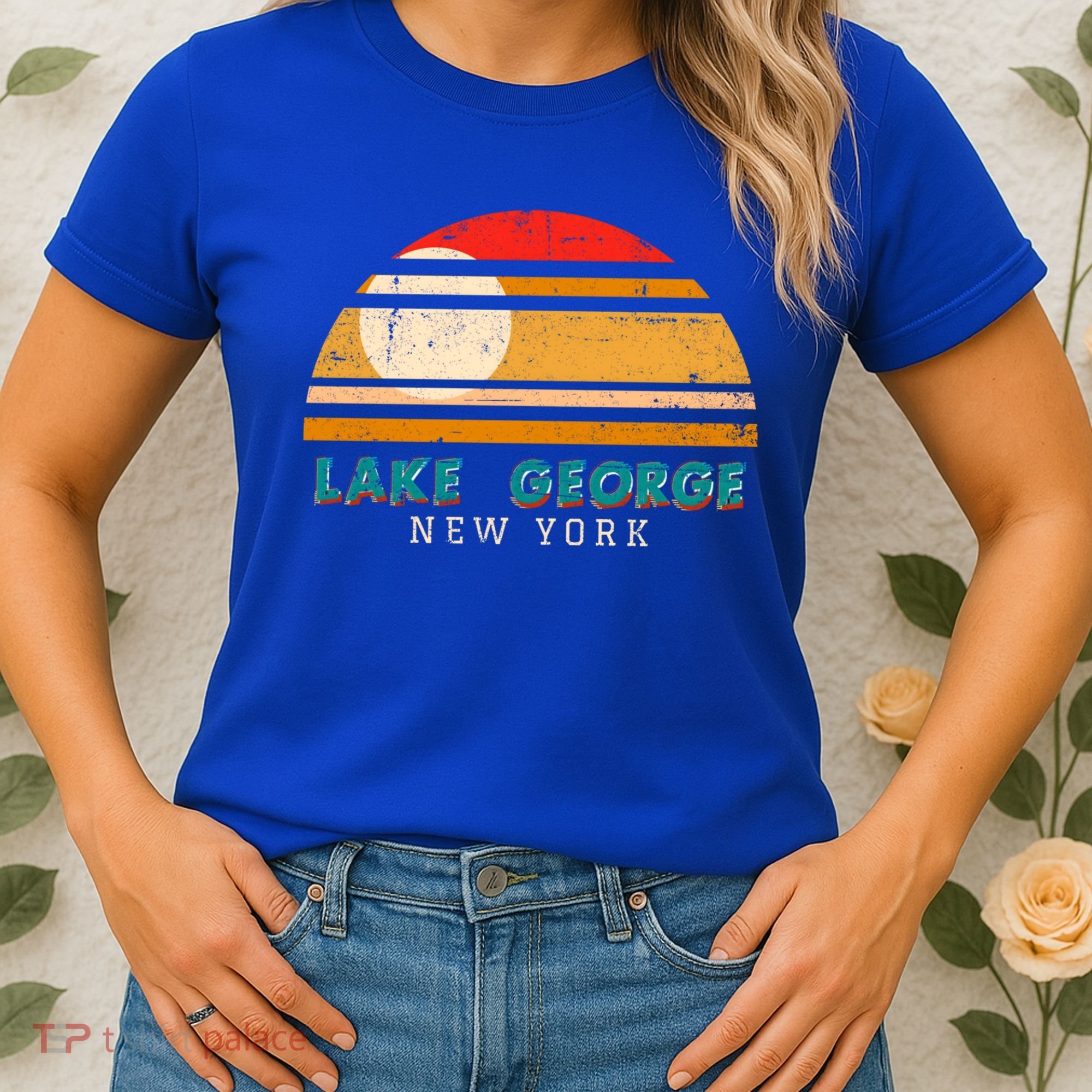 Lake George Ny Product Meaningful Gift Distressed Sunset Lake George Print Gift Women's T-Shirt