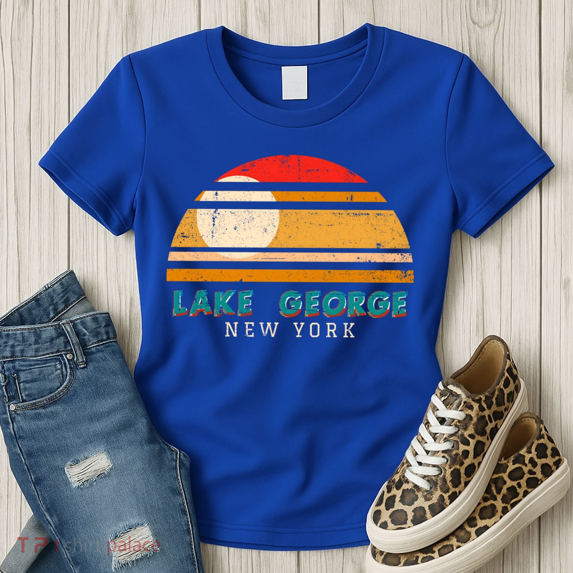 Lake George Ny Product Meaningful Gift Distressed Sunset Lake George Print Gift Women's T-Shirt