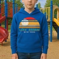 Lake George Ny Product Meaningful Gift Distressed Sunset Lake George Print Gift Kids Hoodie thumb 2