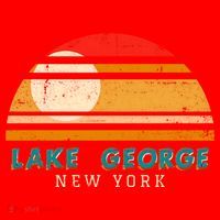 Lake George Ny Product Meaningful Gift Distressed Sunset Lake George Print Gift Santa Hat thumb 1