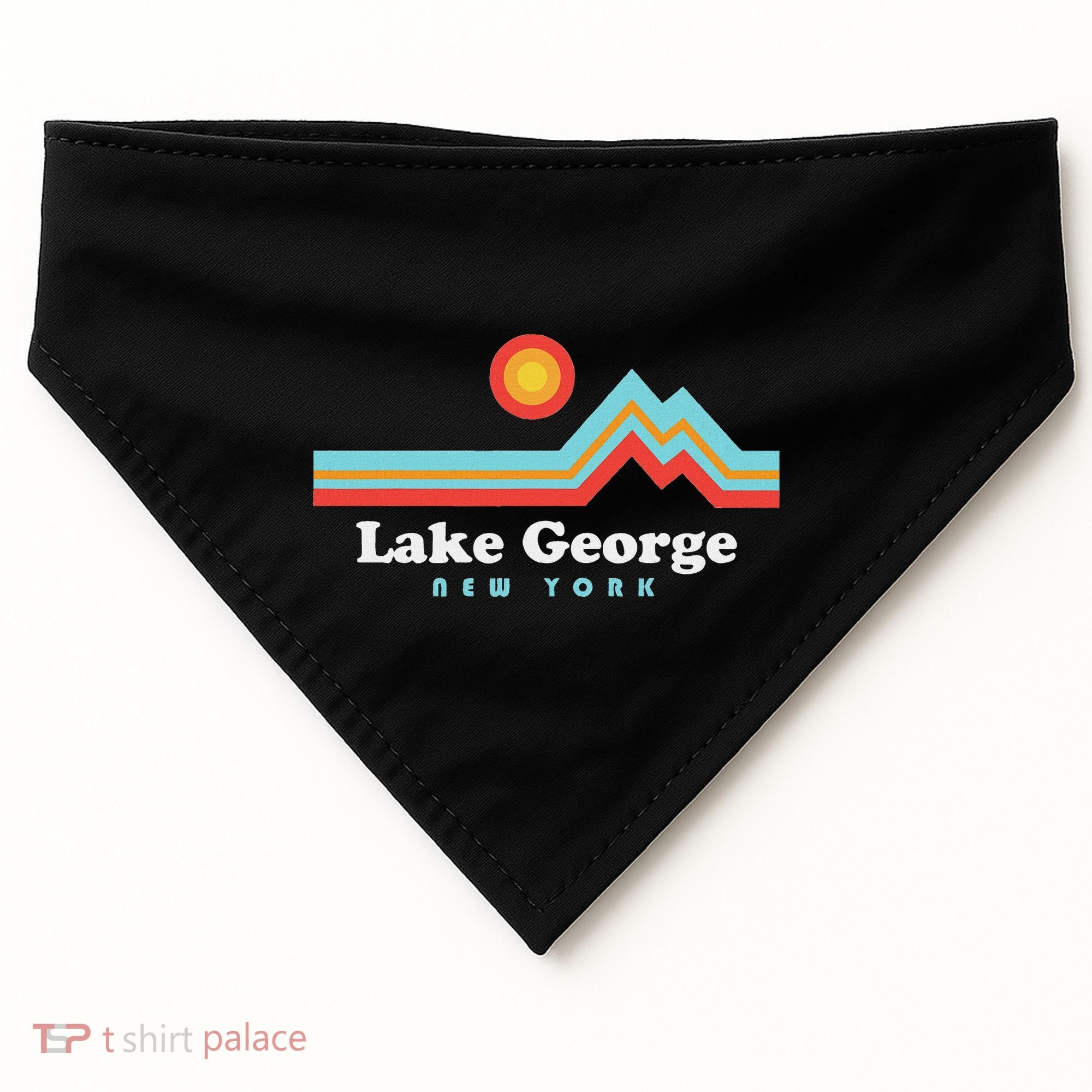 Lake George New York Sunset Mountains USA-Made Doggie Bandana