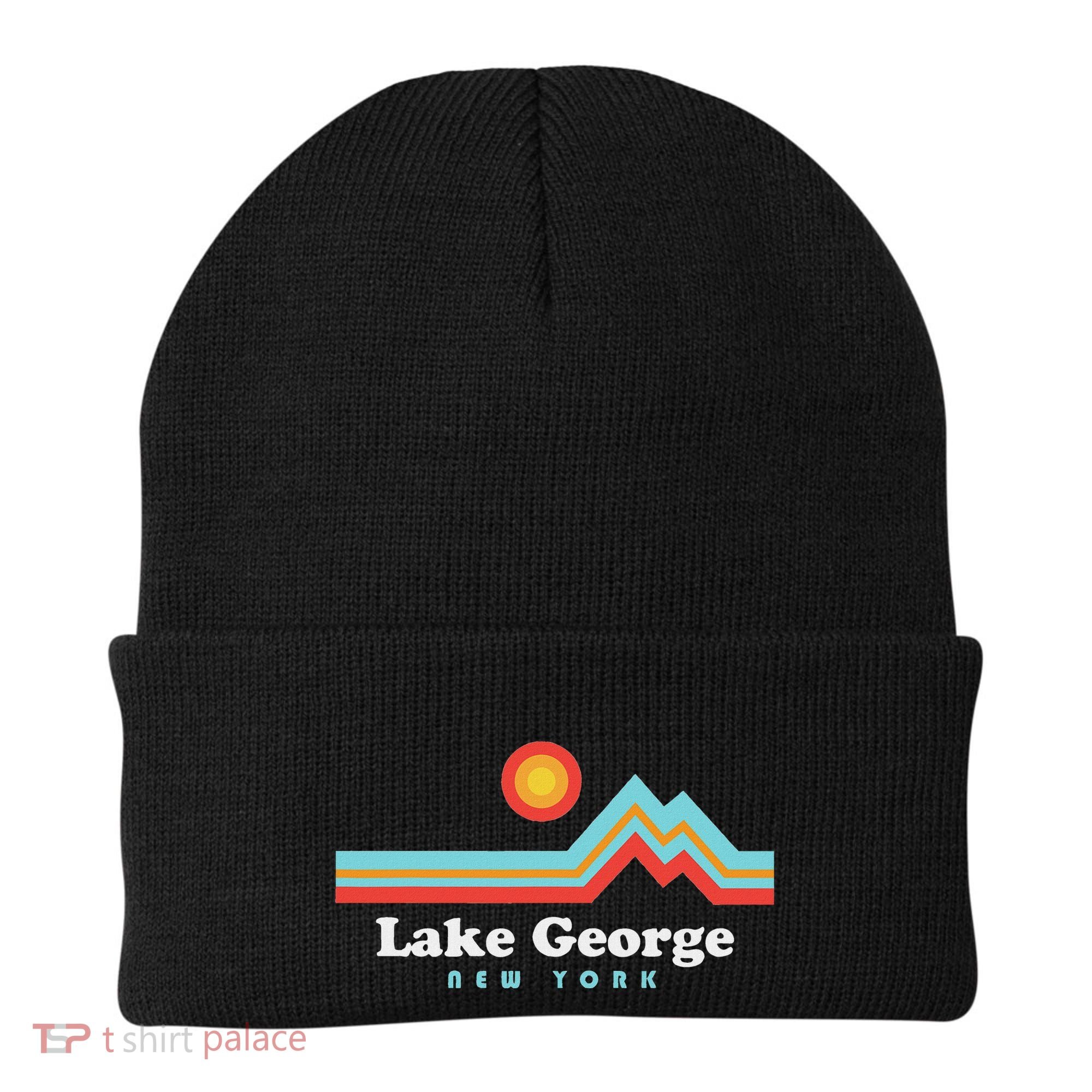 Lake George New York Sunset Mountains Beanie