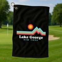 Lake George New York Sunset Mountains Golf Towel thumb 1