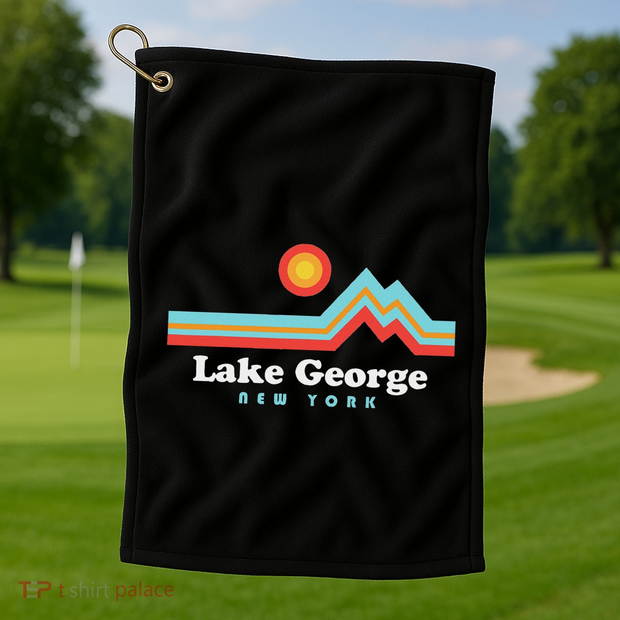 Lake George New York Sunset Mountains Golf Towel