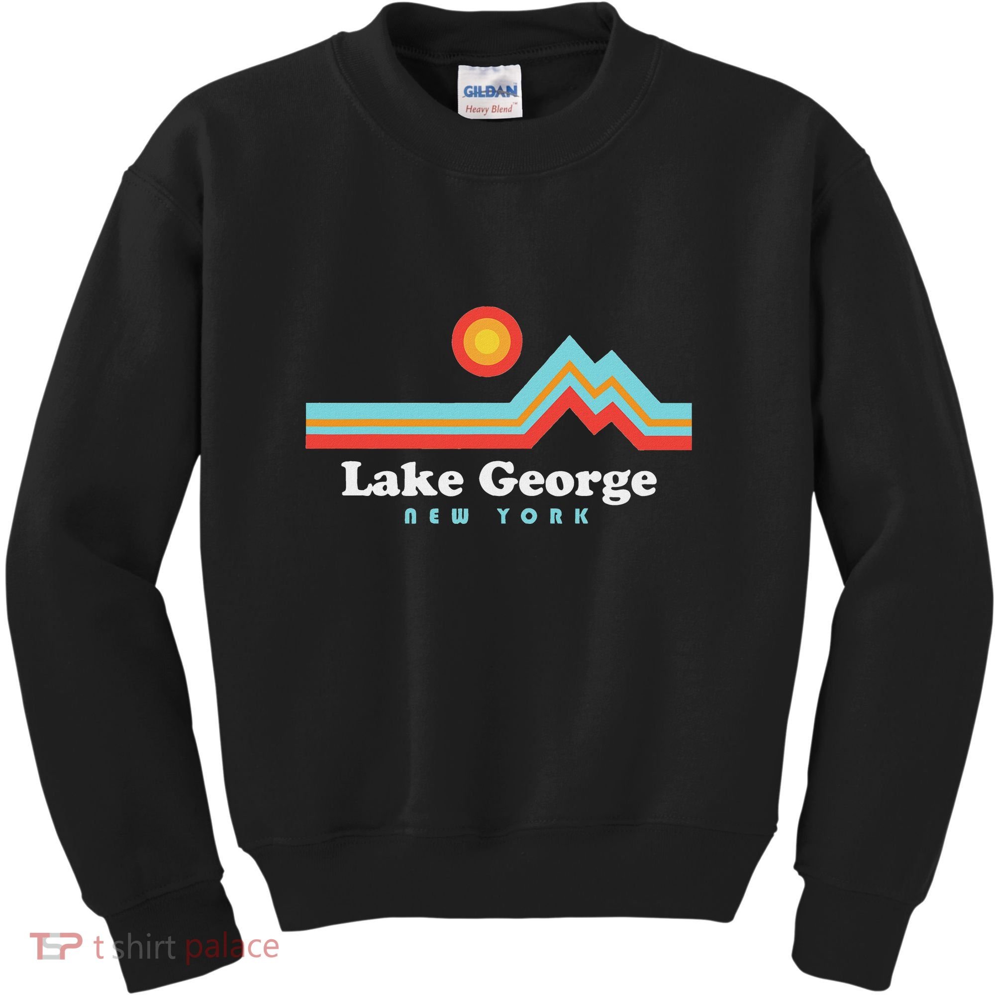 Lake George New York Sunset Mountains Kids Sweatshirt