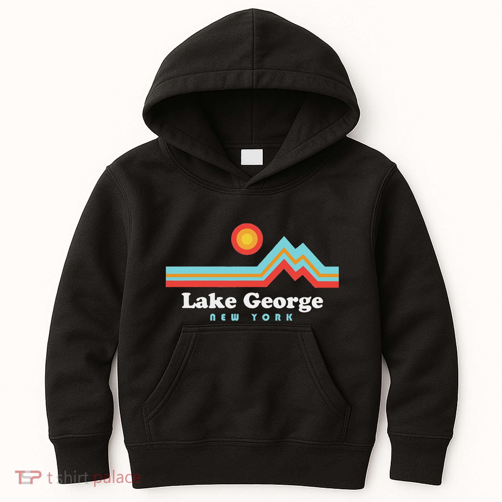 Lake George New York Sunset Mountains Kids Hoodie
