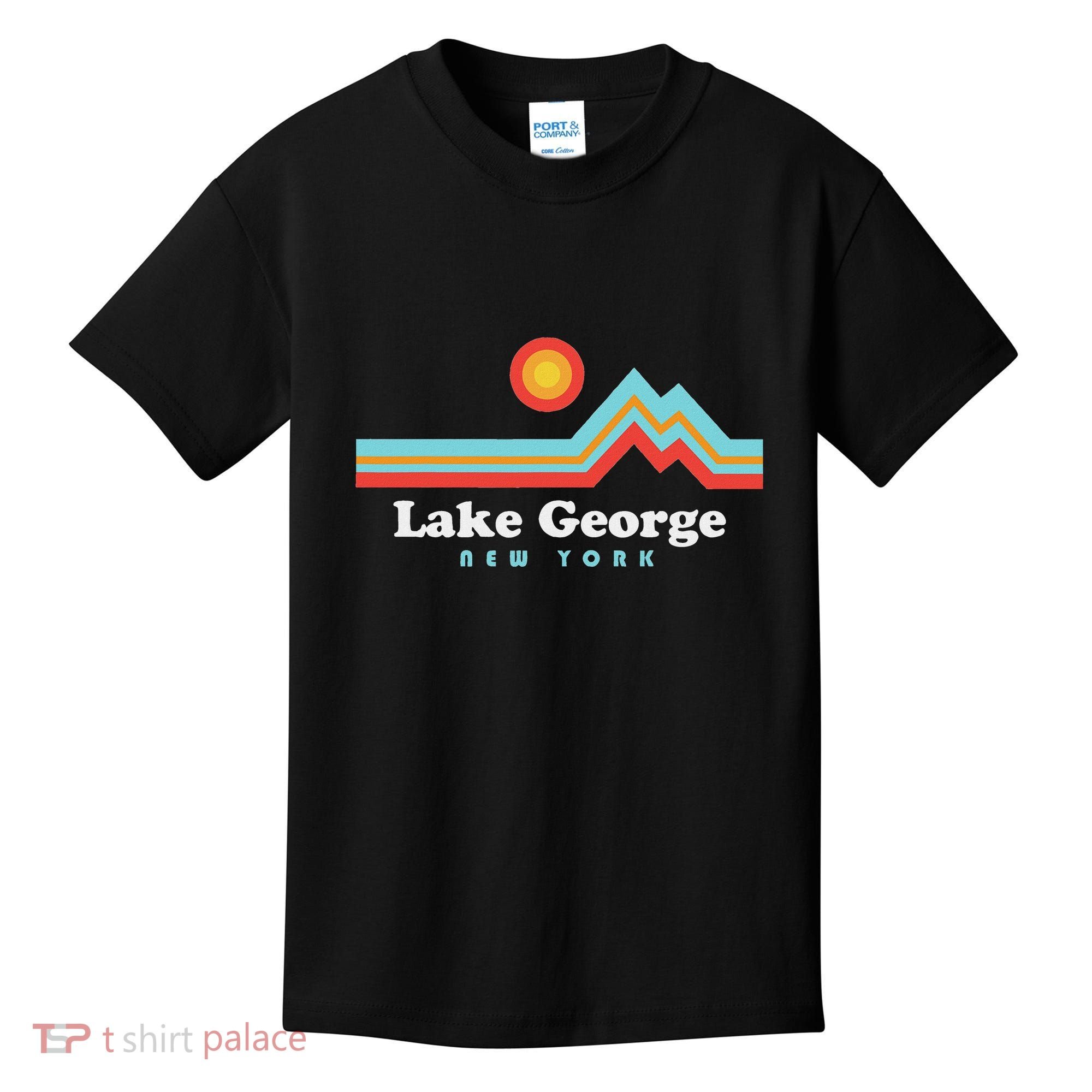 Lake George New York Sunset Mountains Kids T-Shirt