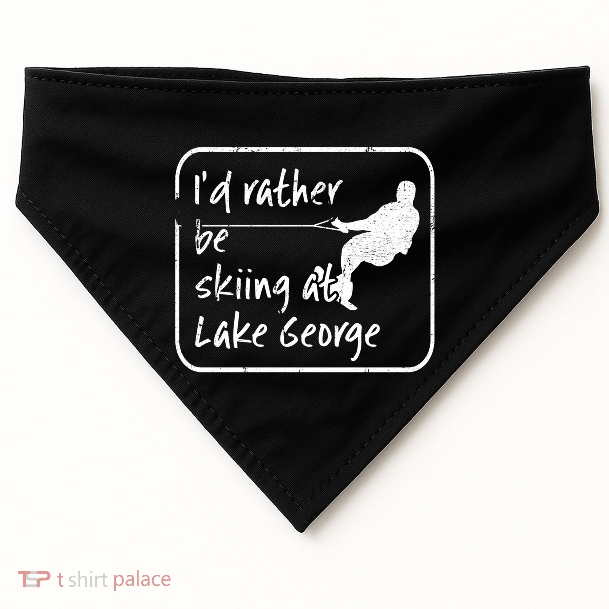 Lake George New York Id Rather Be Water Skiing Great Gift USA-Made Doggie Bandana