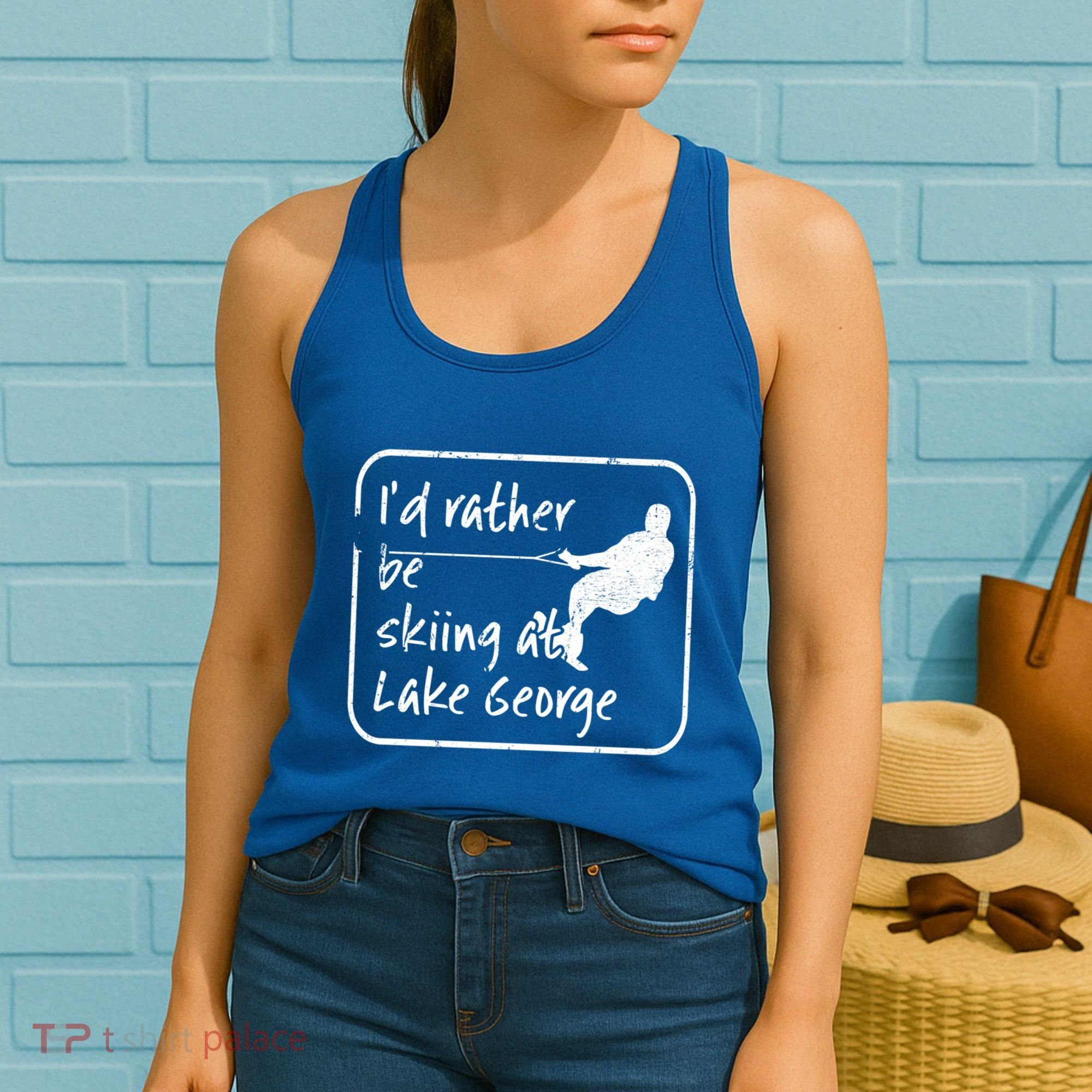 Lake George New York Id Rather Be Water Skiing Great Gift Women's Tank Top