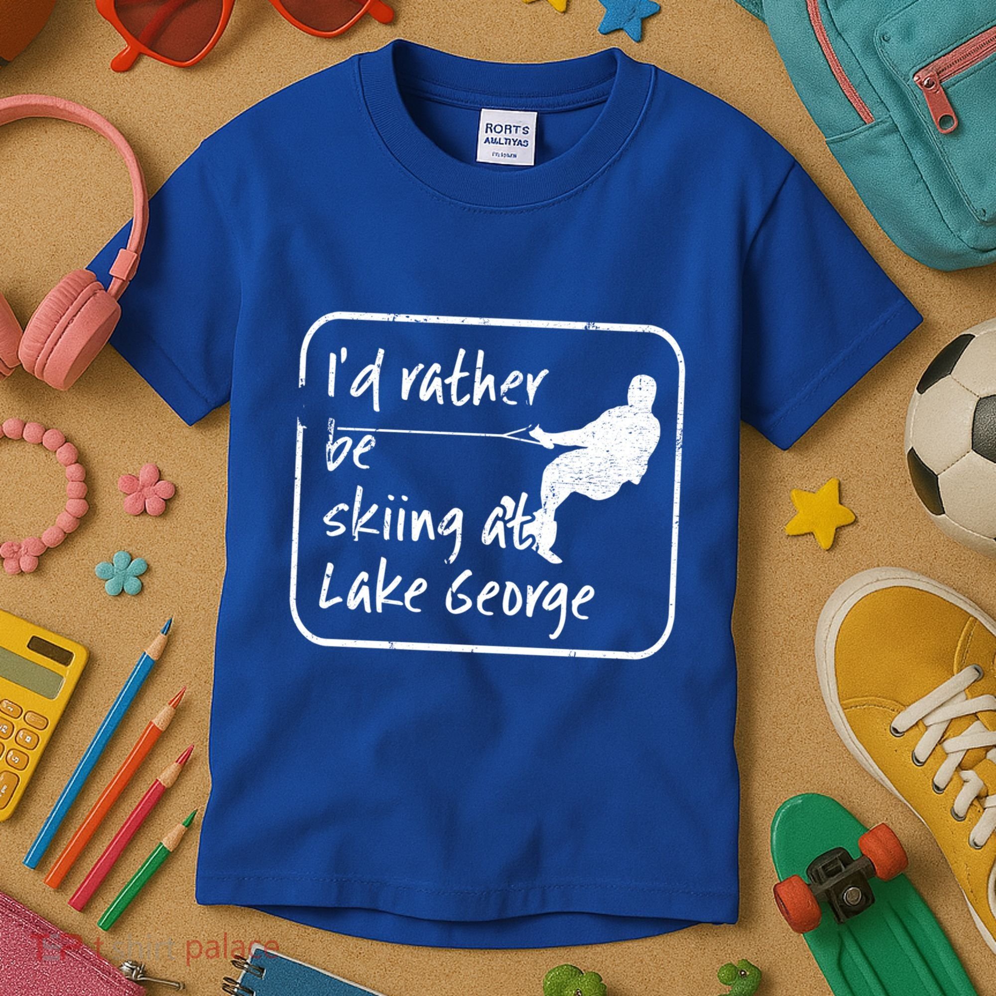 Lake George New York Id Rather Be Water Skiing Great Gift Kids T-Shirt