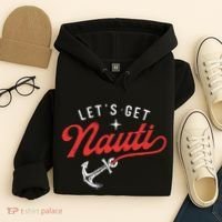LetS Get Nauti Boating Boat Lover Anchor Captain Hoodie thumb 4