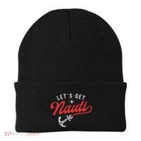 LetS Get Nauti Boating Boat Lover Anchor Captain Beanie thumb 0
