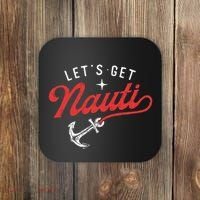 LetS Get Nauti Boating Boat Lover Anchor Captain Coaster thumb 0