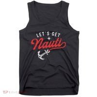 LetS Get Nauti Boating Boat Lover Anchor Captain Tank Top thumb 0