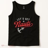 LetS Get Nauti Boating Boat Lover Anchor Captain Tank Top thumb 2