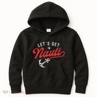 LetS Get Nauti Boating Boat Lover Anchor Captain Kids Hoodie thumb 0