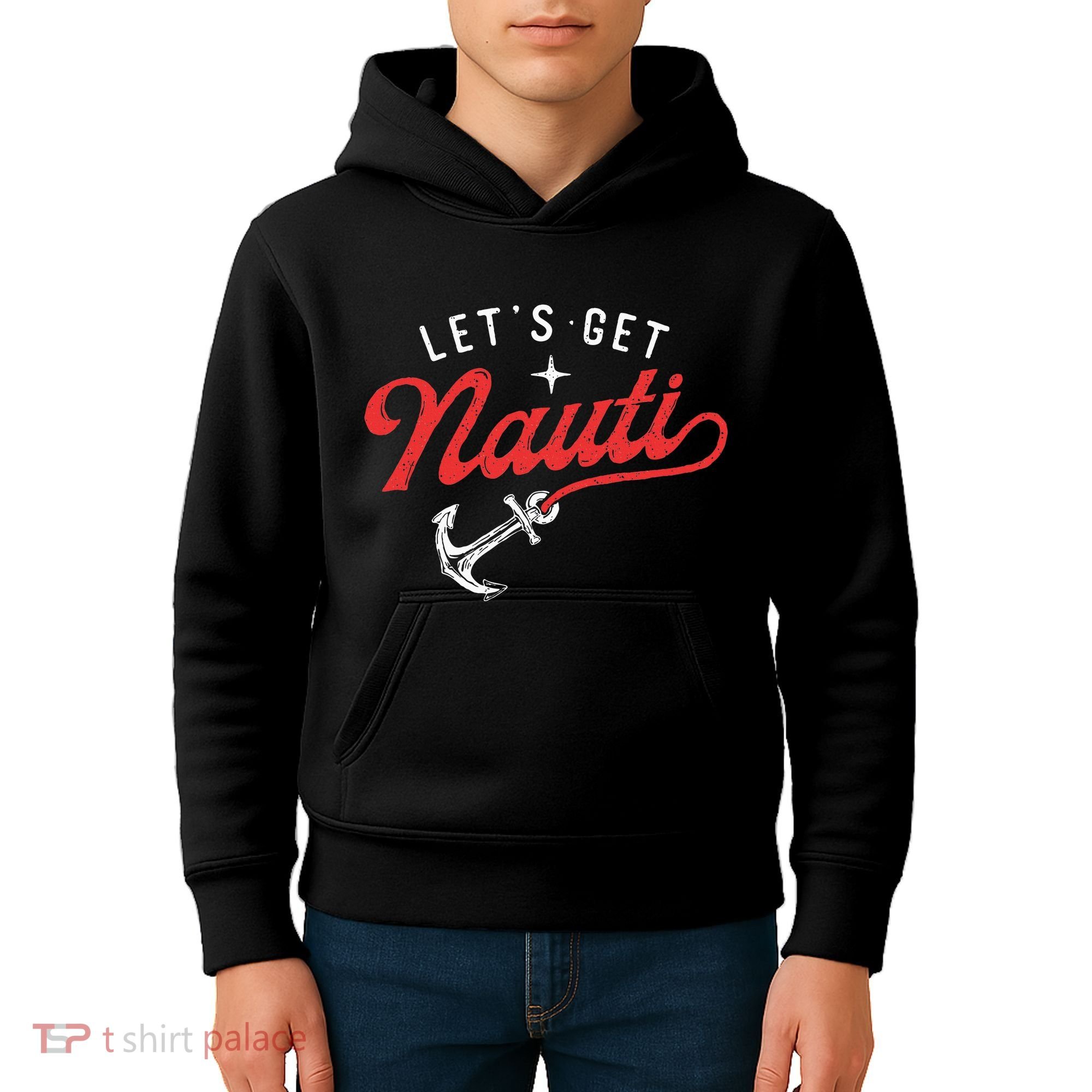 LetS Get Nauti Boating Boat Lover Anchor Captain Kids Hoodie