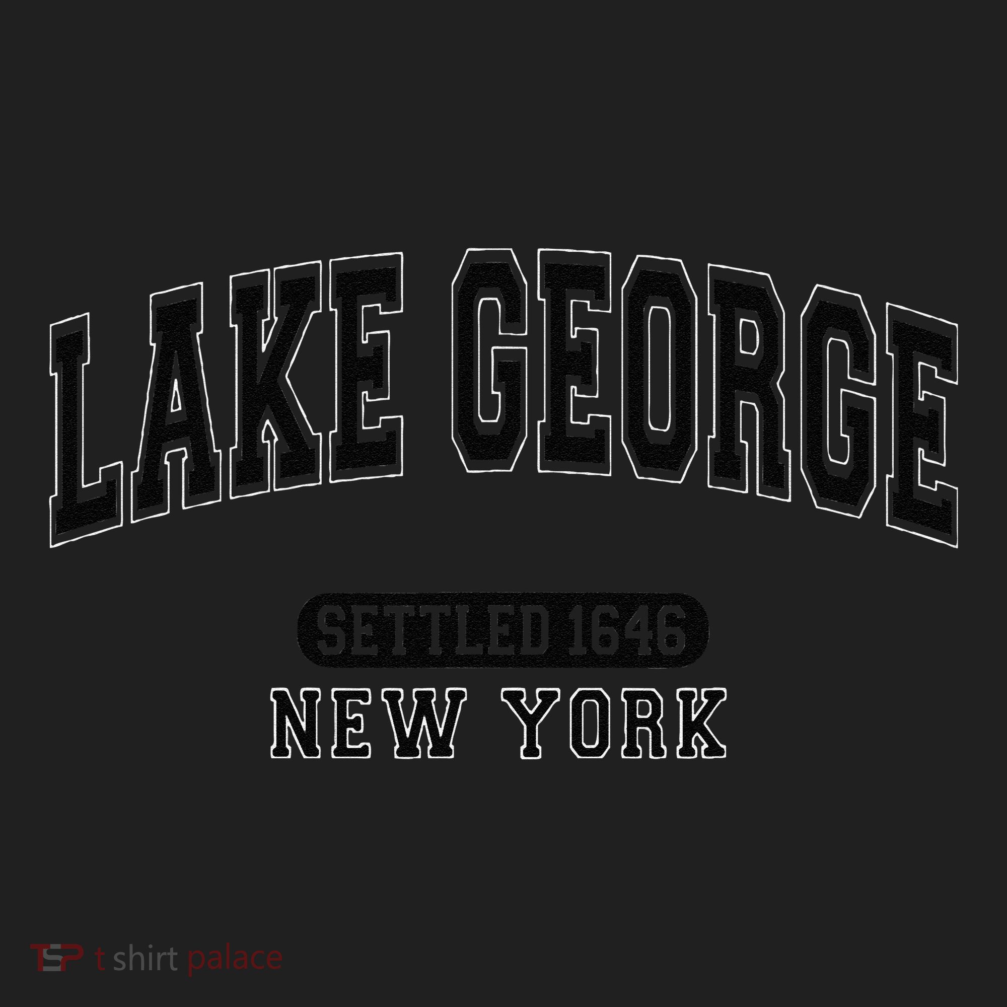 Lake George New York Settled 1646 Arched Varsity Black Beanie