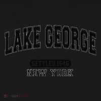 Lake George New York Settled 1646 Arched Varsity Black Ornament thumb 1