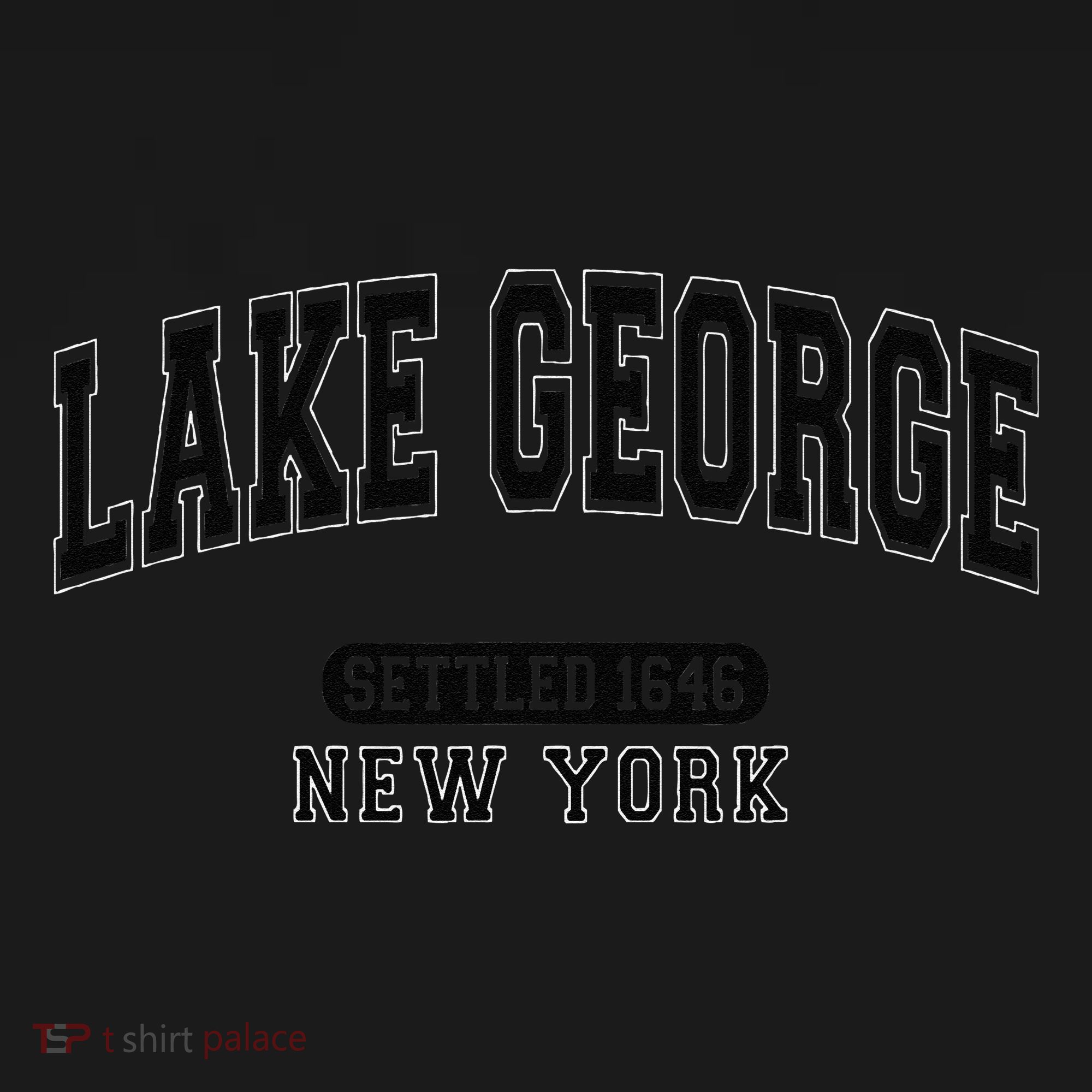 Lake George New York Settled 1646 Arched Varsity Black Ornament