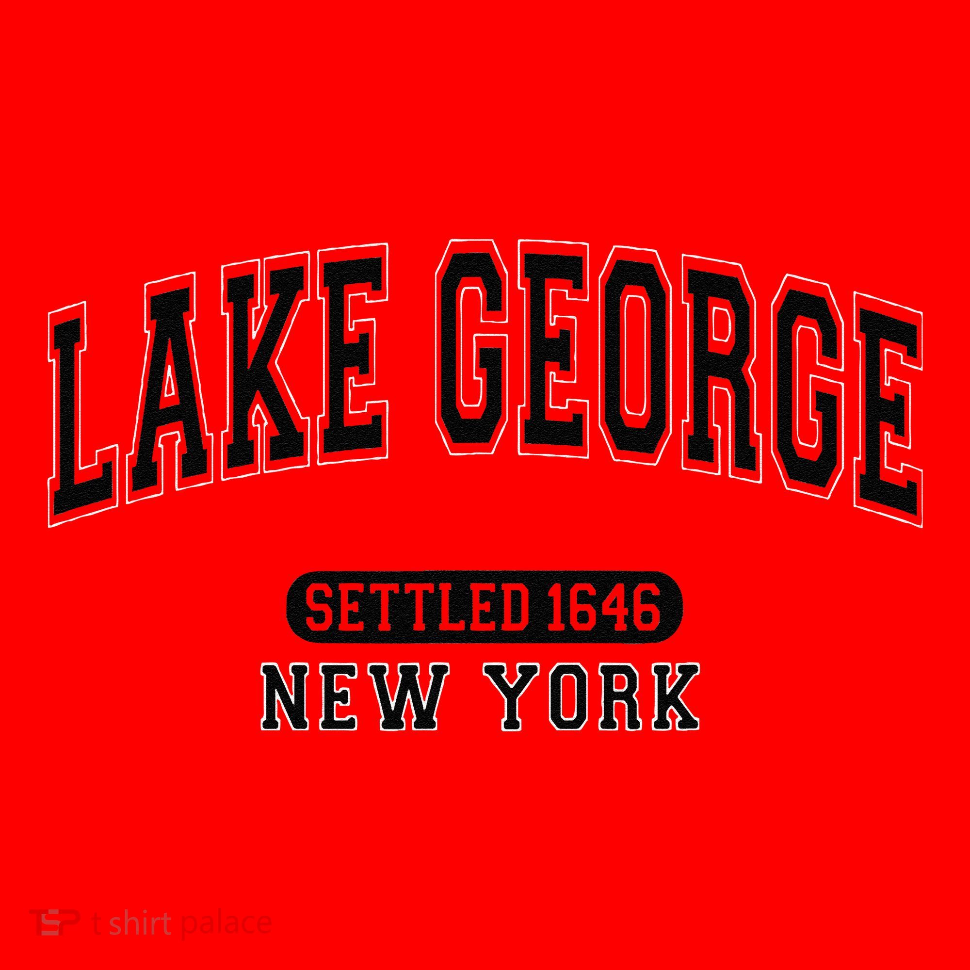 Lake George New York Settled 1646 Arched Varsity Black Santa Hat
