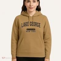 Lake George New York Settled 1646 Arched Varsity Black Hoodie thumb 5